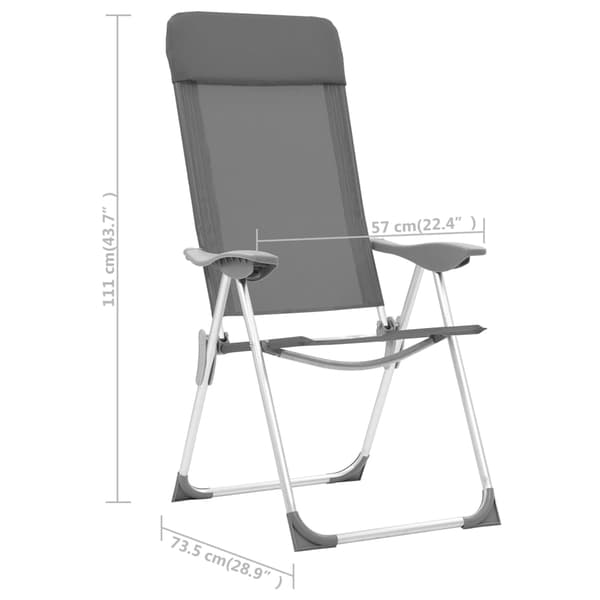 vidaXL Hopfällbara campingstolar 4 st aluminium grå grå