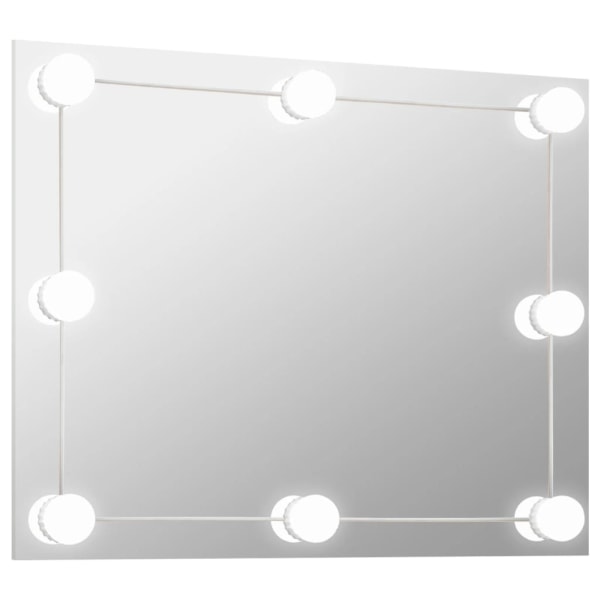 vidaXL Väggspegel utan ram LED-belysning rektangulär Silver
