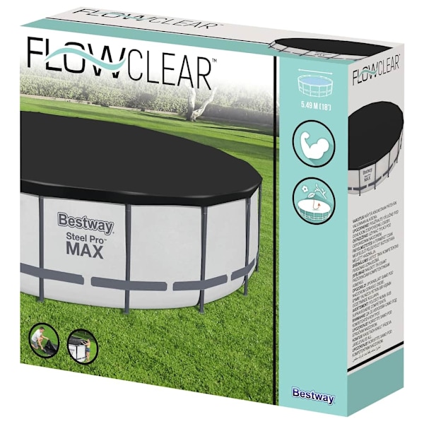 Bestway Poolöverdrag Flowclear Fast Set 555 cm Svart