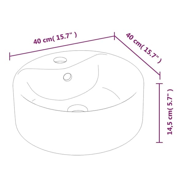 vidaXL Handfat vit 40x14,5 cm keramik rund Vit