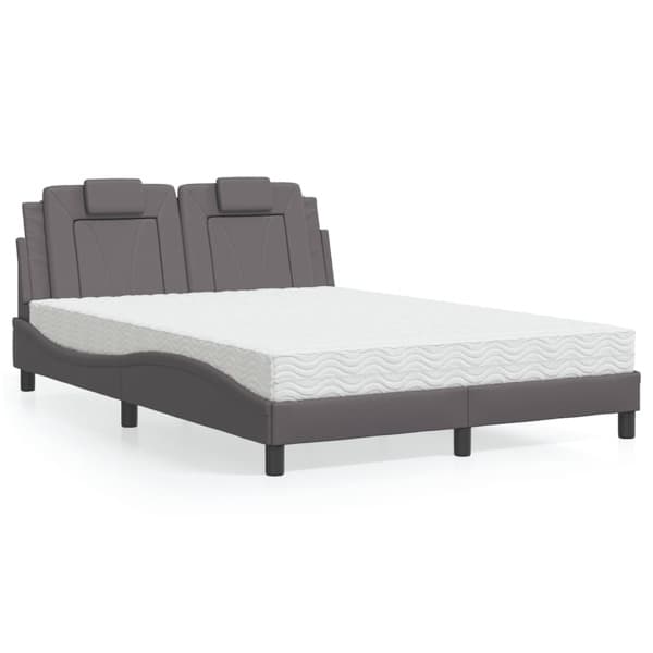 vidaXL Säng med madrass grå 140x190 cm konstläder Grå