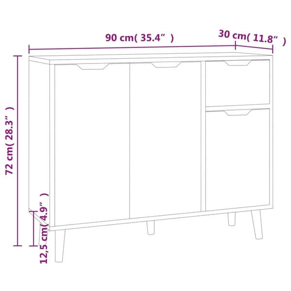 vidaXL Skänk vit 90x30x72 cm konstruerat trä Vit