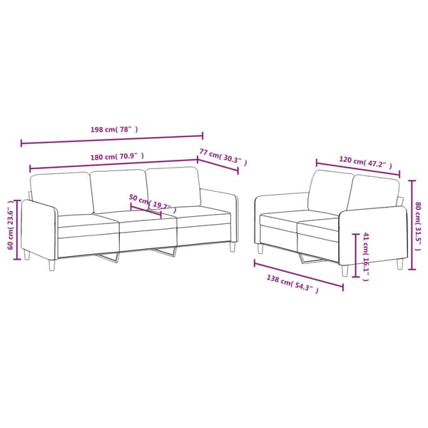 vidaXL Soffgrupp 2 delar rosa sammet Rosa
