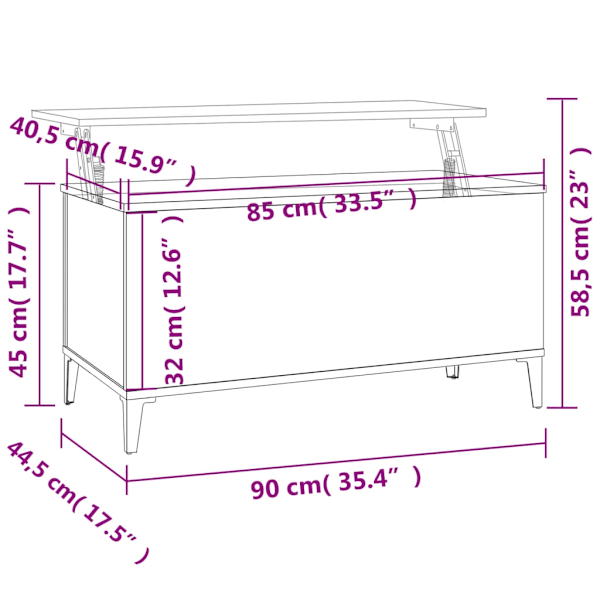 vidaXL Soffbord vit högglans 90x44,5x45 cm konstruerat trä Vit
