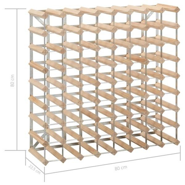 vidaXL Vinställ för 72 flaskor massiv furu Beige