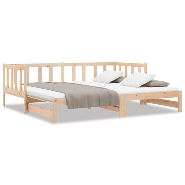 vidaXL Utdragbar dagbädd 2x(80x200) cm massiv furu Brun