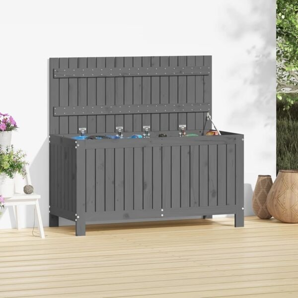 vidaXL Dynbox svart 115x49x60 cm massiv furu Grå