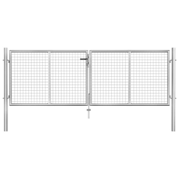 vidaXL Trädgårdsgrind galvaniserat stål 306x75 cm silver Silver