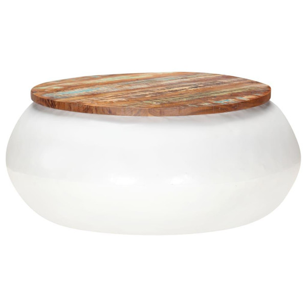 vidaXL Soffbord vit 68x68x30 cm massivt återvunnet trä Brun