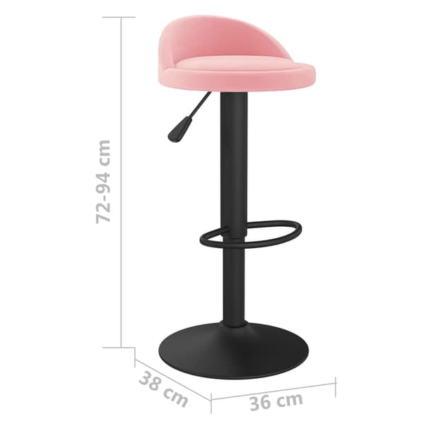 vidaXL Barstolar 2 st rosa sammet Rosa