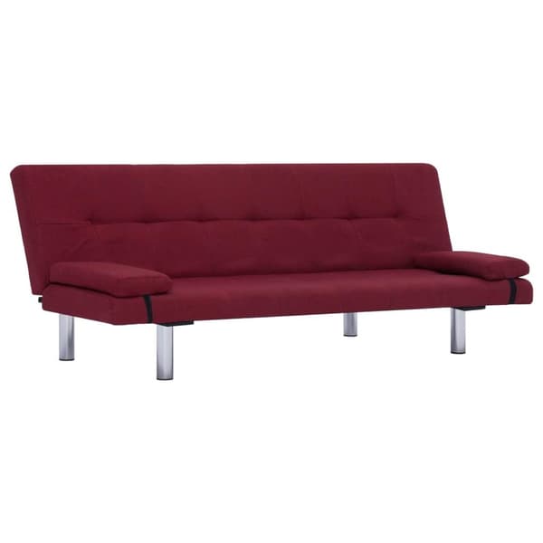 vidaXL Bäddsoffa med två kuddar vinröd polyester Röd