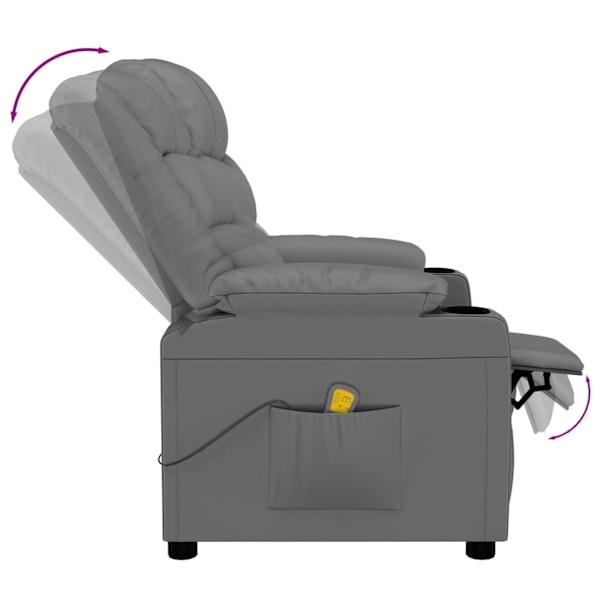 vidaXL Massagefåtölj grå konstläder Grå