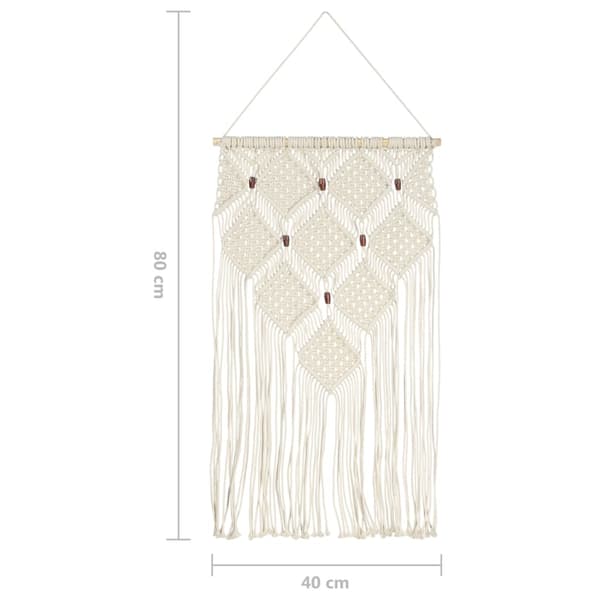 vidaXL Väggbonad makramé 40x80 cm bomull Creme