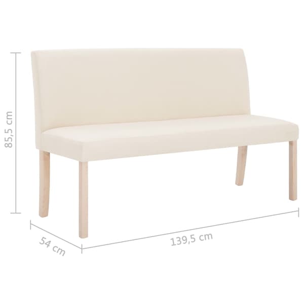 vidaXL Bänk 139,5 cm polyester gräddvit Creme