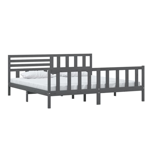 vidaXL Sängram grå massivt trä 200x200 cm Grå