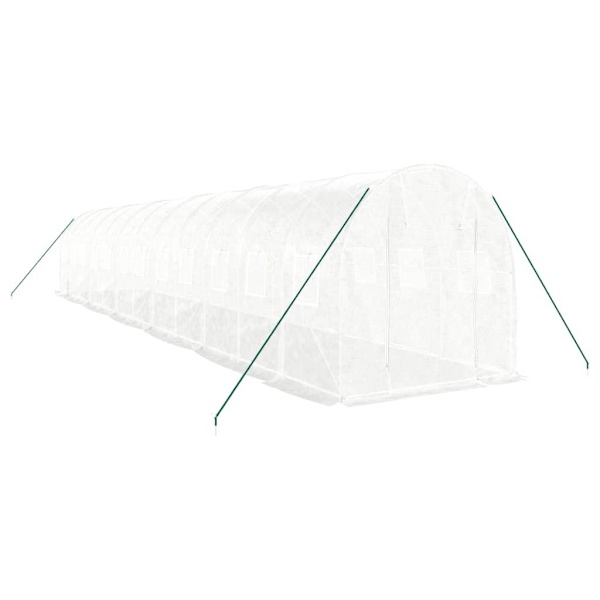 vidaXL Växthus med stålram vit 24 m² 12x2x2 m Vit