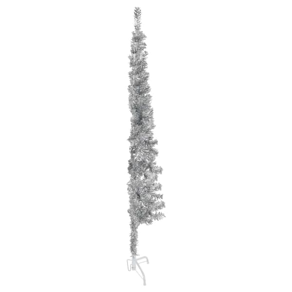 vidaXL Smal halv plastgran med stativ silver 150 cm Silver