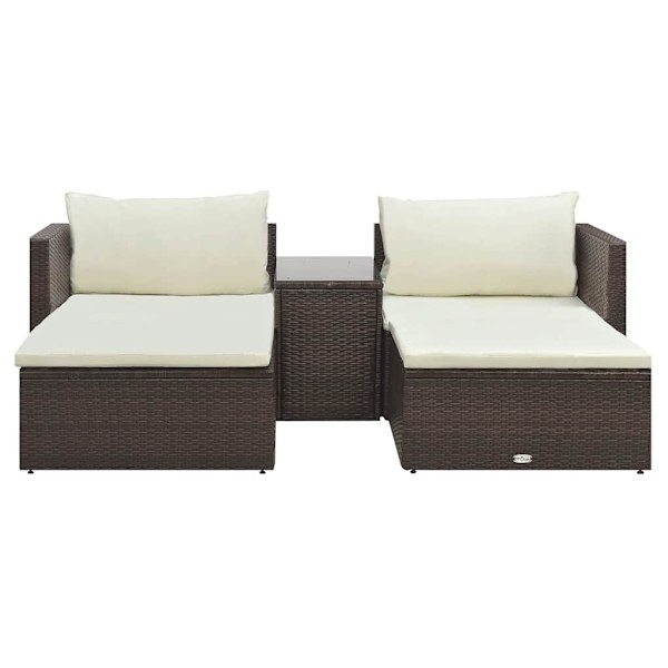vidaXL Loungeset för trädgården med dynor 5 delar konstrotting brun Brun