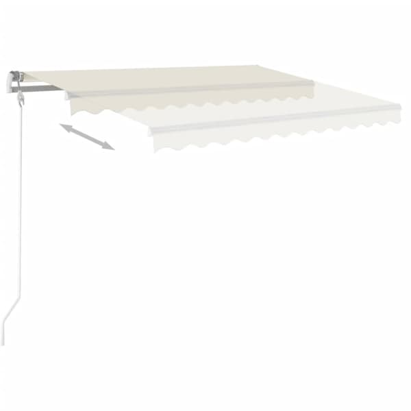 vidaXL Markis manuellt infällbar med LED 3,5x2,5 m gräddvit Creme