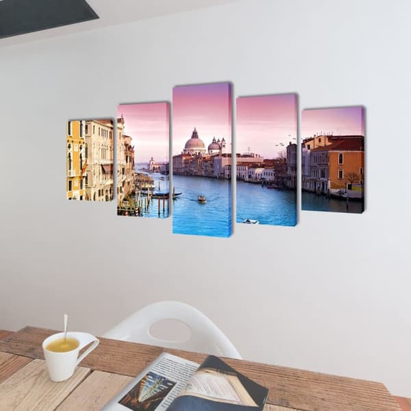 vidaXL Canvastavlor set om 5 Venedig 200 x 100 cm multifärg