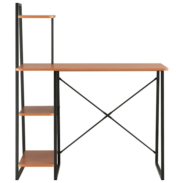 vidaXL Skrivbord med hyllenhet svart och brun 102x50x117 cm Brun