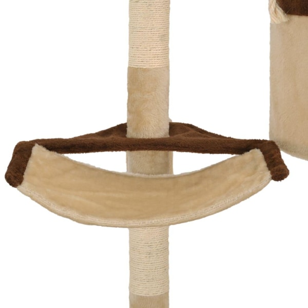 vidaXL Katt Klösträd väggmonterat med klöspelare i sisal 194 cm beige & brun multifärg