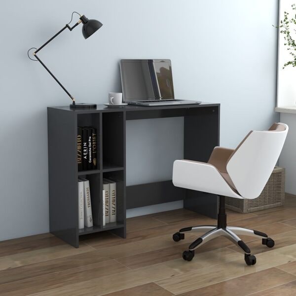 vidaXL Datorbord grå 102,5x35x75 cm konstruerat trä grå