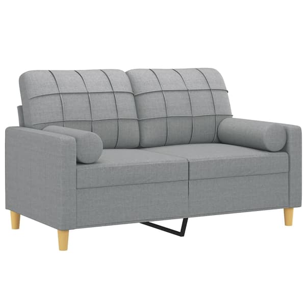 vidaXL 2-sits soffa med prydnadskuddar ljusgrå 120 cm tyg Grå
