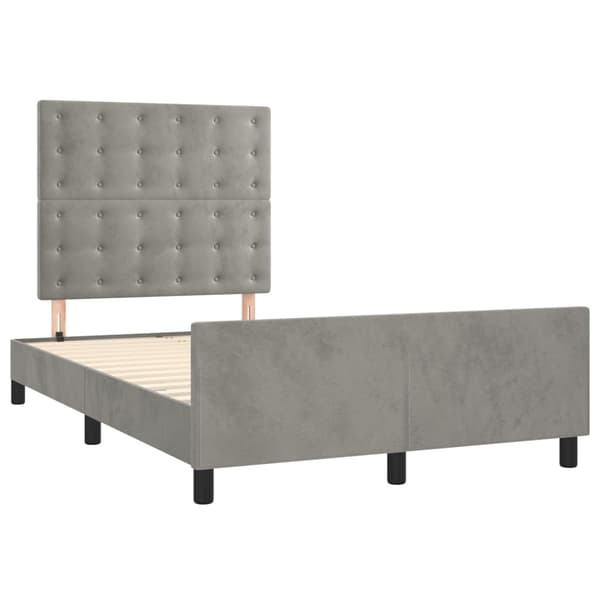 vidaXL sängram med madrass ljusgrå 120x190 cm sammet Grå