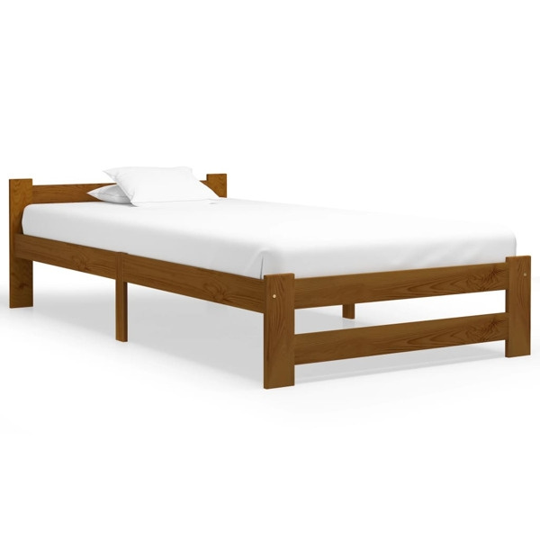 vidaXL Sängram honungsbrun massiv furu 90x200 cm Brun