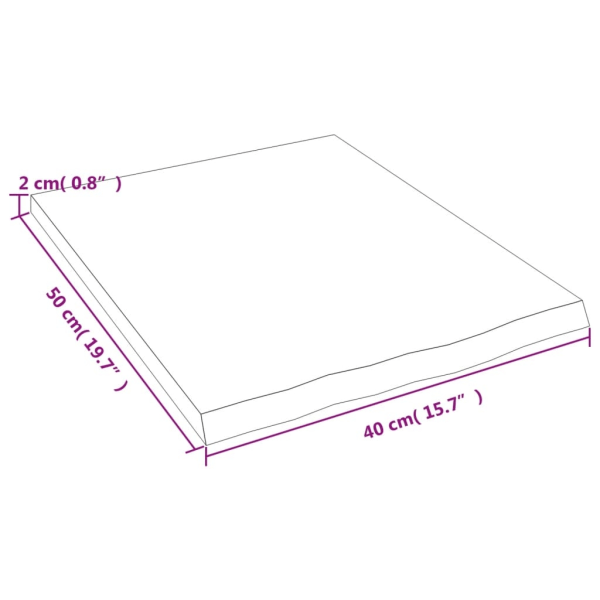 vidaXL Bänkskiva badrum ljusbrun 40x50x2 cm behandlat massivt trä Brun