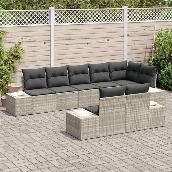 vidaXL Trädgårdsoffset 8 st Ljusgrå Poly rattan Ljusgrå