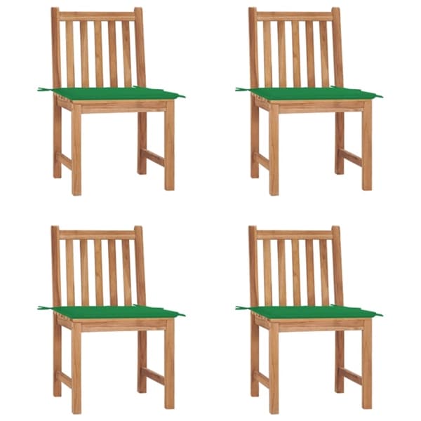 vidaXL Trädgårdsstolar 4 st med dynor massiv teak Grön