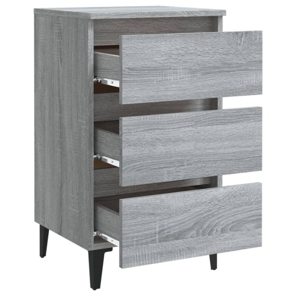 vidaXL Sängbord med metallben 2 st grå sonoma 40x35x69 cm grå