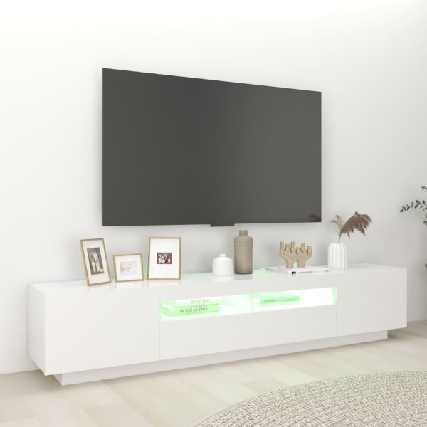 vidaXL TV-bänk med LED-belysning vit 200x35x40 cm Vit