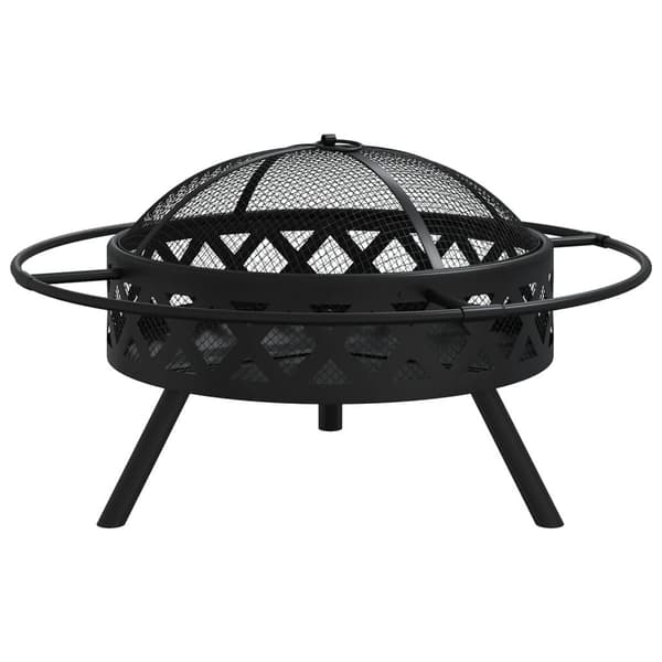 vidaXL Eldstad med eldgaffel 70 cm XXL stål Svart