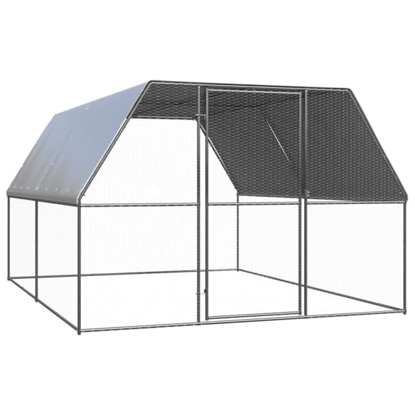 vidaXL Hönsbur för utomhusbruk 3x4x2 m galvaniserat stål Silver
