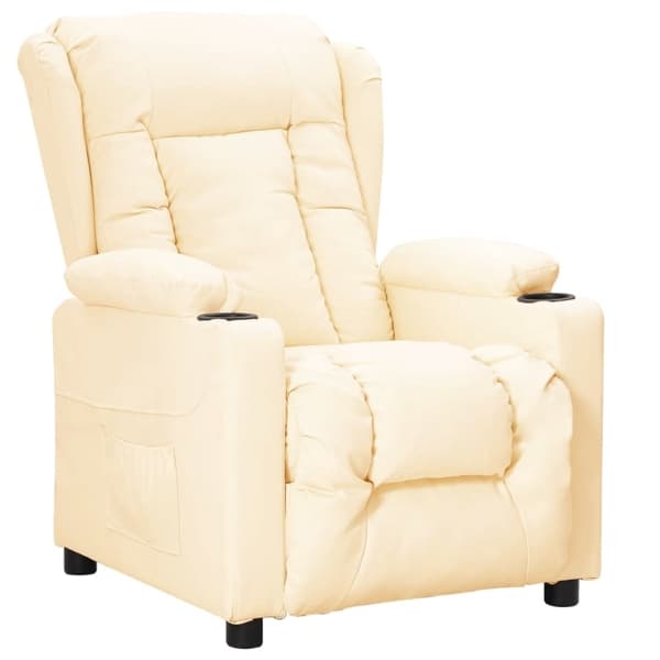 vidaXL Reclinerfåtölj gräddvit konstläder Creme