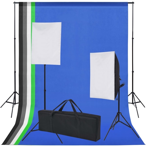 vidaXL Studioutrustning: 5 färgade bakgrunder & 2 softboxar multifärg
