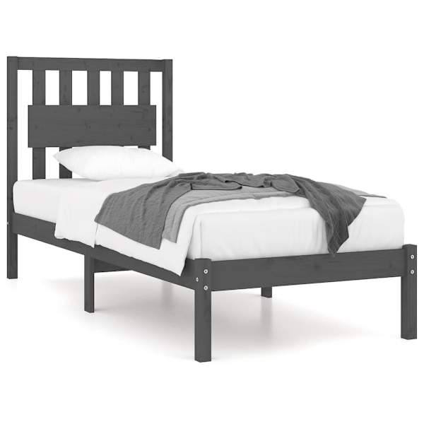 vidaXL Sängram grå massiv furu 100x200 cm enkelsäng Grå