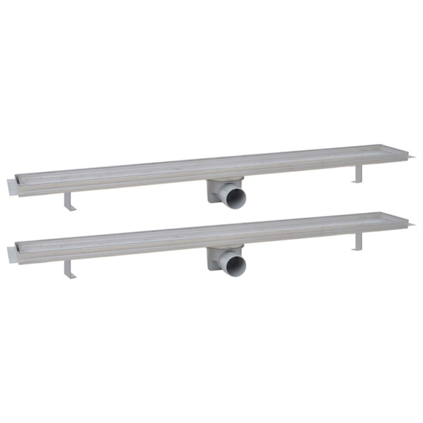 vidaXL Avlång golvbrunn 2 st rostfritt stål 930x140 mm