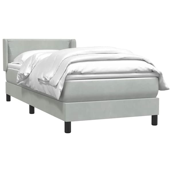 vidaXL Ramsäng med madrass ljusgrå 90x210 cm sammet Grå