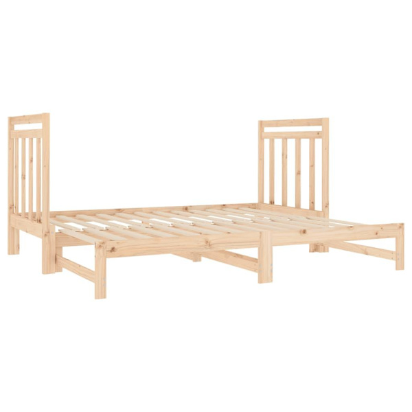 vidaXL Utdragbar dagbädd 2x(90x190) cm massiv furu Brun