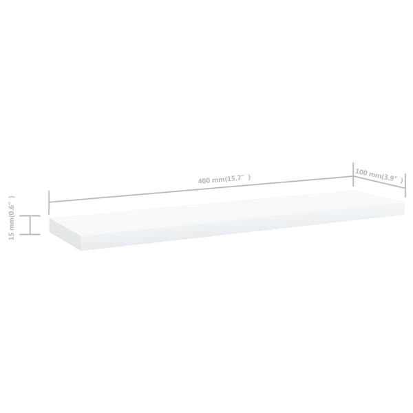 vidaXL Hyllplan 4 st vit 40x10x1,5 cm konstruerat trä Vit