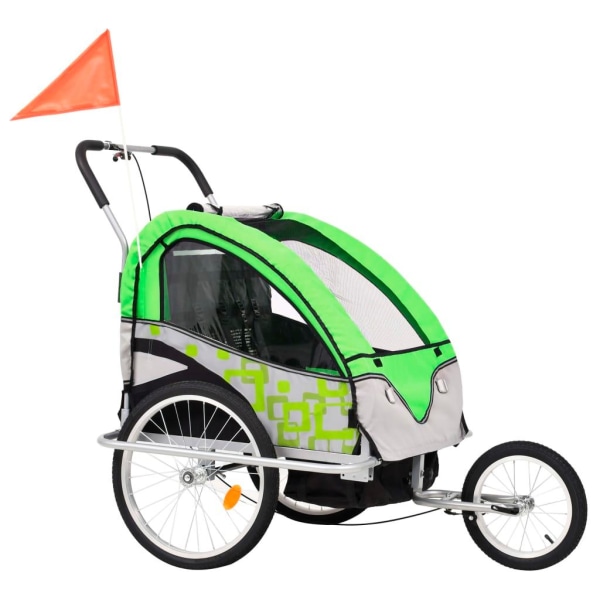 vidaXL Cykelvagn och barnvagn 2-i-1 grön och grå Grön