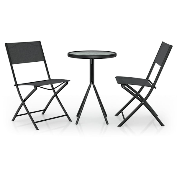 vidaXL Caféset 3 delar stål svart Svart