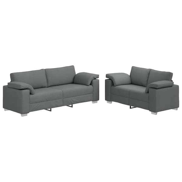 vidaXL Soffa 2 pcs Mörkgrå 219 x 80 x 82 cm tyg Grå