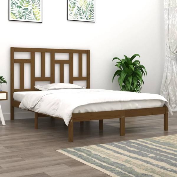 vidaXL Sängram honungsbrun massiv furu 200x200 cm Brun