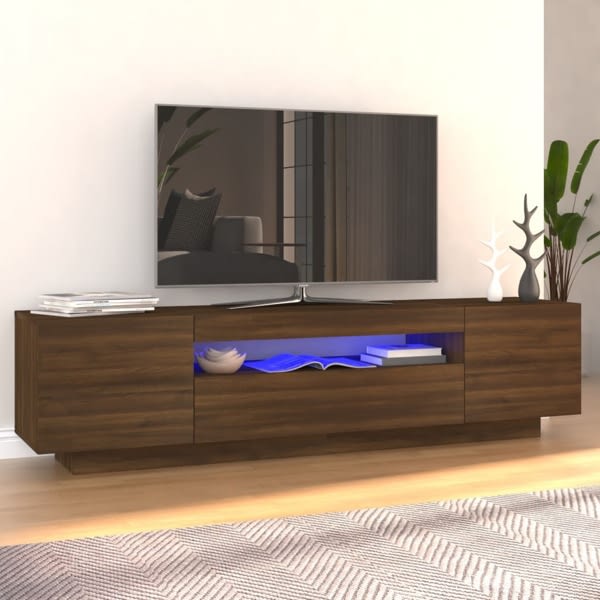 vidaXL Tv-bänk med LED-belysning brun ek 160x35x40 cm Brun