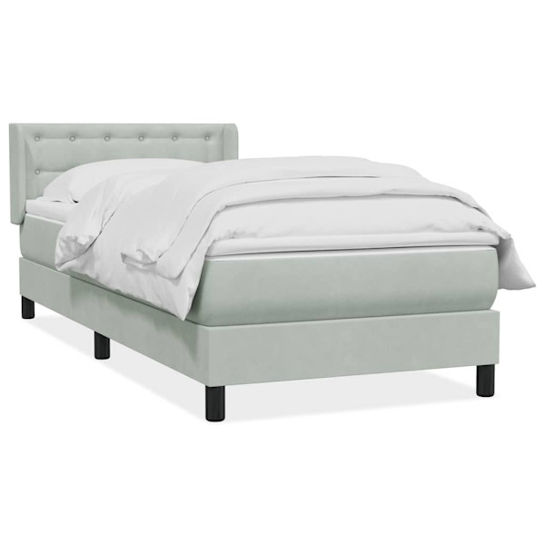 vidaXL Ramsäng med madrass ljusgrå 90x210 cm sammet Grå